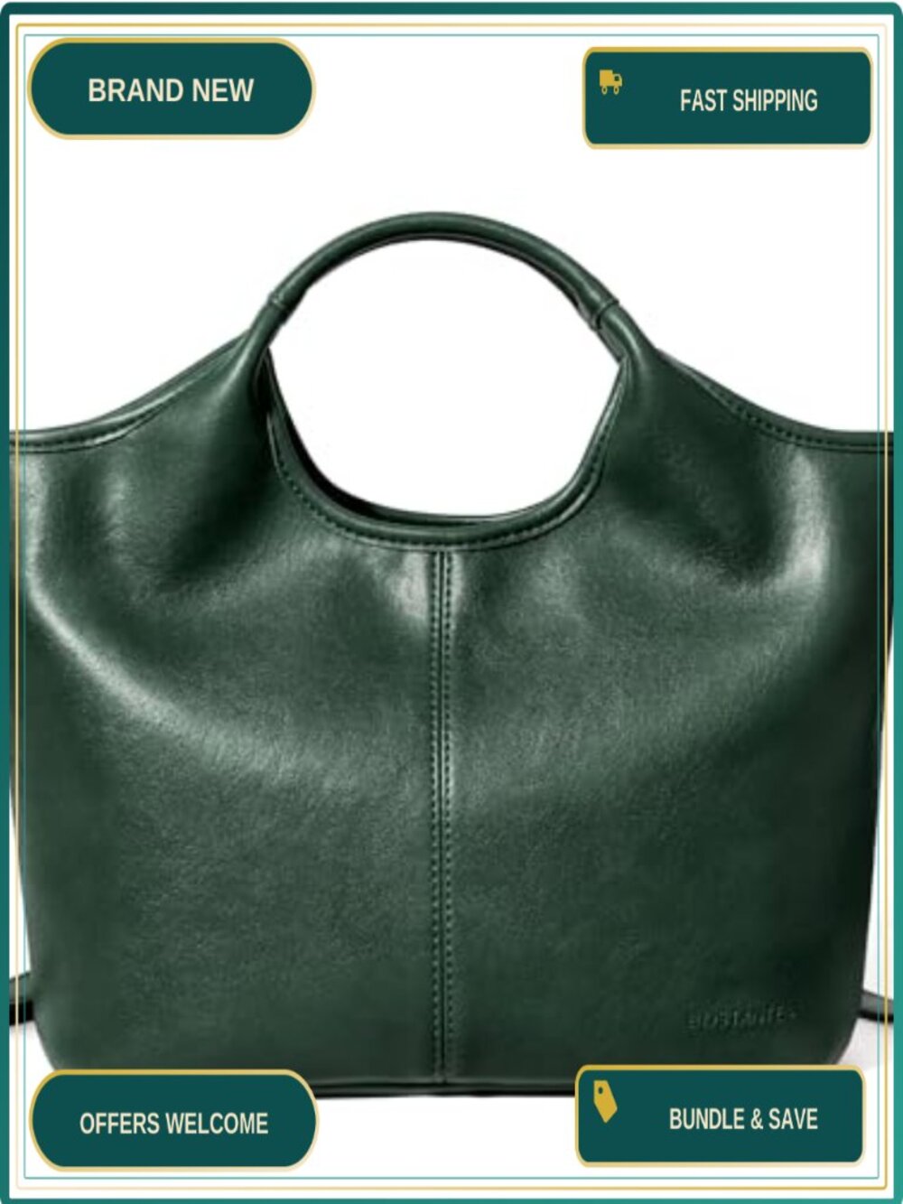 Vegan Leather Satchel Crossbody Purse Zip Handbag